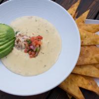Crab Queso Bowl · Served with jalapeno cheddar tortilla chips
