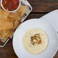Queso Blanco Bowl · Served with salsa + fresh tortilla chips