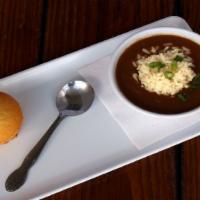 Seafood Gumbo Cup · Classic gulf coast gumbo with shrimp + crab meat, cornbread muffin