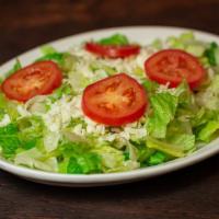 The Big Salad · Crisp lettuce ripe tomatoes topped with whole milk mozzarella cheese served with a side of d...