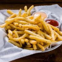 Parmesan Fries · Deep fried fries topped with Parmesan cheese, garlic and. parsley served with spicy mayo and...