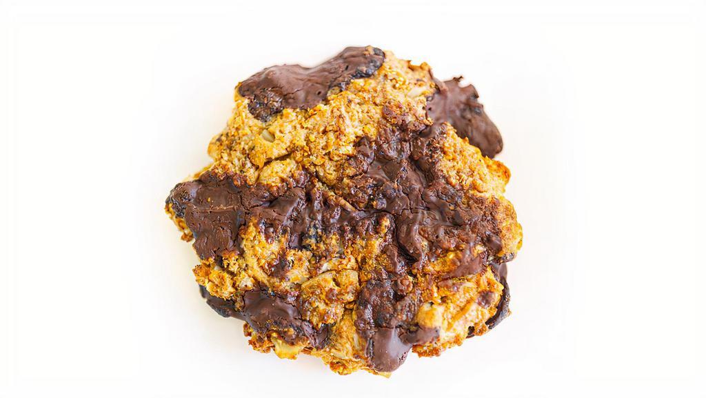 Cookies · Whole wheat flour, sugar, vanilla, applesauce, coconut milk, eggs, toasted coconut flakes, toasted sliced almonds, banana, Ghirardelli chocolate chips, oatmeal.
