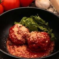 Meatballs Appetizer · Homemade grass-fed beef meatballs blended with fine herbs, cooked in our marinara sauce with...