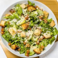 Market Caesar · Romaine Lettuce, Fried spiced chickpeas, parmesan cheese, house market challah croutons serv...