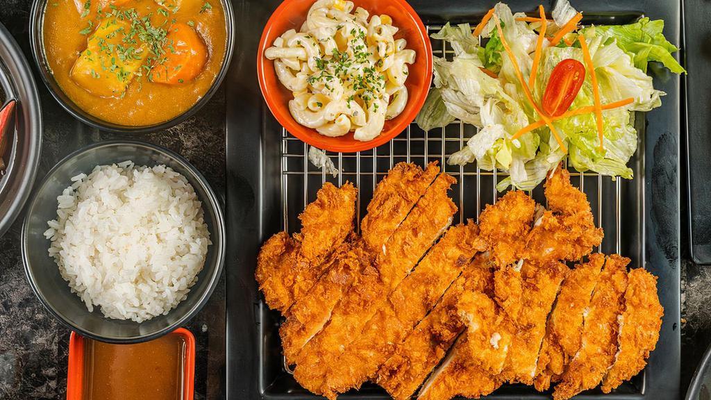 Chicken Katsu + Curry · Chicken Katsu served with curry on the side.