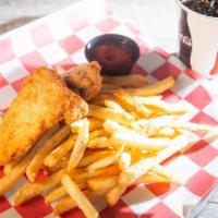Kid'S Chicken Fingers · Breaded tenders served with your choice of fries or applesauce