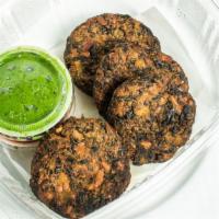 Harabhara Kabab · Cutlet flavoring spinach, garbanzo bean, potato, cheese and fresh herbs.