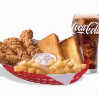 Chicken Strip Country Basket® (4 Pieces) Combo · DQ®s crunchy, golden Chicken Strip Country Basket® is served with crispy fries, Texas toast,...
