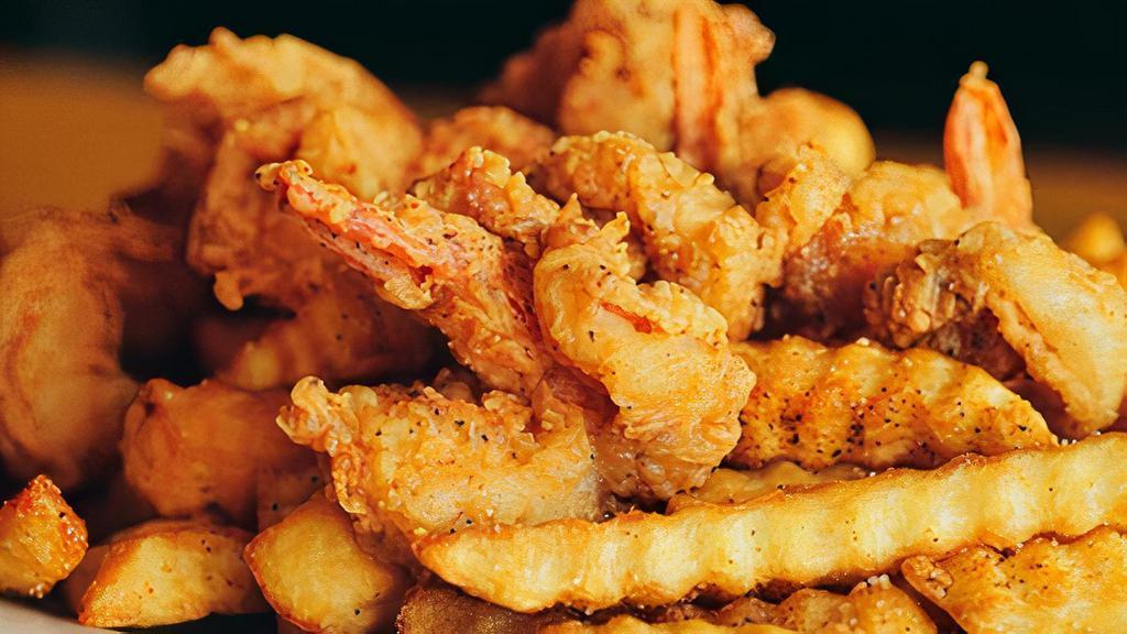 Fried Shrimp-Large · Twelve shrimp, battered in buttermilk and seasoned flour.