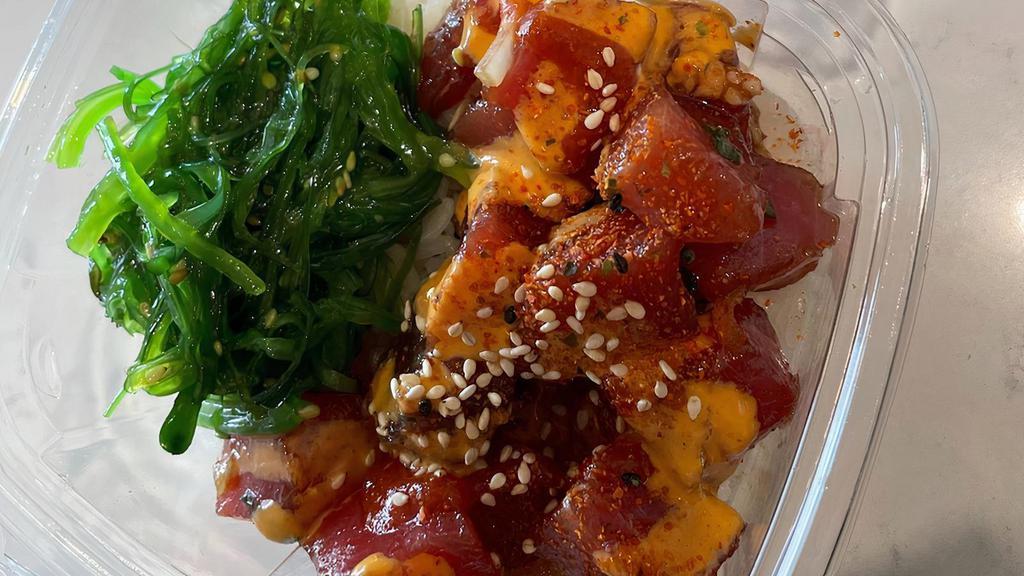 Snack Pack · your choice of poke (3 oz). comes with sushi rice and 1 side of your choice (kimchi, seaweed salad, or imitation crab salad).