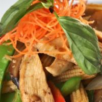 Cashew Grilled Chicken · Grilled and sliced chicken breast, roasted cashews, onion, snow peas, mushroom, bell peppers...