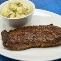 Certified Angus Beef New York Strip · Gluten Sensitive. 12 oz, served with choice of side.