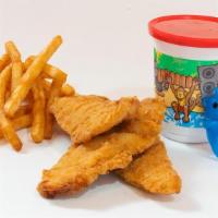 Chicken Tender 3 Pc Combo · Includes small french fries, drink, and toy.