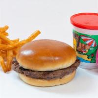 Kids Hamburger Combo · Includes small french fries, drink, and toy.