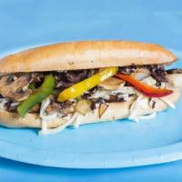 Yummies Chicken Philly Sandwich · Specially marinated chicken, onion, peppers, mushrooms, mozzarella cheese, and jalapeno ranc...