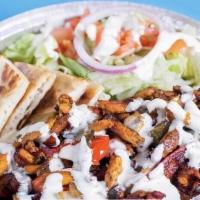 Yummies Gyro Fajita Plate · Cooked on a flat grill with onion, pepper, and carrot. Served with Yummies rice, salad, naan...