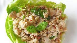 Larb Salad · Medium hot. Thai style chopped chicken or chopped fried tofu, mixed with rice powder, spicy ...
