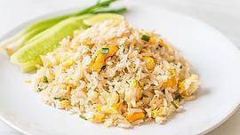 Crab Fried Rice · Stir-fried rice with crab meat, eggs, onions, spring onions.