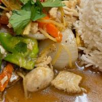 Thai Ginger · Stir-fried meat with a touch of fresh ginger root, mushrooms, carrots, snow peas, bell peppe...