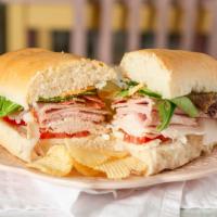 Club · Ham, turkey, cheese, bacon, avocado, lettuce, and tomato served on your choice of bread

Pic...