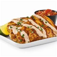 Ensenada Chicken™ Platter · Two ancho-grilled chicken breasts, house-made salsa and salsa-ranch dressing. Served with ch...