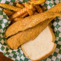 3 Pc Catfish · Come with bread fries and Mac salad