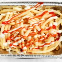 French Fries · Ketchup, white (tzatziki) sauce, and hot (spicy) sauce.