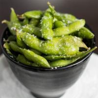 Edamame · Salted soy beans served in the pod.