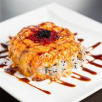 Scallop Dynamite · California roll topped with baked scallop, spicy mayo and eel sauce