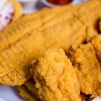 Fried Catfish & Shrimp Platter · One tasty catfish fillet and five shrimp served with 2 sides and a slice of toast. Suggested...