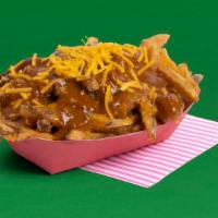 Chili Cheese Fries · French fries topped with chili, shredded cheese, and diced onions.