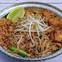B2 Tofu Pad Thai · Sweet and Sour stir fried thin rice noodles with Tofu, eggs, green onions, bean sprout, and ...