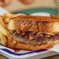 Patty Melt · Served on Texas Toast with Pepper Jack Cheese, Caramelized Onions and Jaime Secret Sauce.