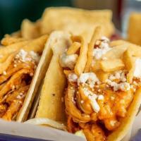 Pulled Pork Street Tacos · Grilled with Corn Tortillas with Queso Fresco, Cabbage, Onions and Chipotle Mayo.  Served wi...
