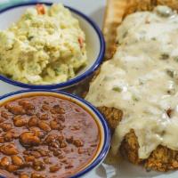 Chicken Fried Steak · Served with Jalapeño Cream Gravy, Two Sides and Texas Toast.