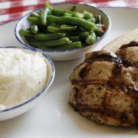 Grilled Chicken Dinner · 8-Ounce Skinless, Boneless.  Served with Two Sides and Texas Toast