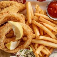Fried Mississippi Catfish · Served with French Fries, Texas Toast, Garnish of Cole Slaw, Two Onion Rings, Tartar Sauce, ...