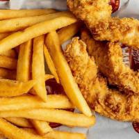 Chicken Strips · Served with one side and a drink.