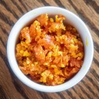 Carrot Halwa (G) · Carrots slow cooked in whole milk until turned into halwa. Flavored with cardamom and saffro...