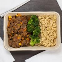 Beef Stew With Broccoli And Brown Rice · Popular beef stew prepared with mixed veggies and served with broccoli and brown rice