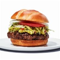Cali Burger · One 1/4 lb patty topped with homemade guacamole, Pepper Jack cheese and fresh pico de gallo....