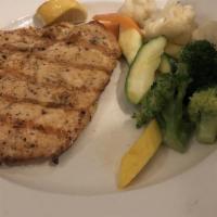 Grilled Chicken Breast · Marinated in herbs and served with vegetables