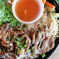 Vermicelli · Vermicelli rice noodles with grilled protein, cucumbers, carrots, lettuce, beansprouts and c...
