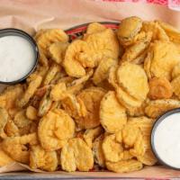 Fried Pickles · Battered, deep fried and served with ranch dressing.