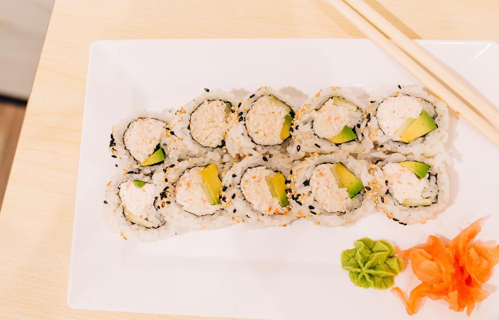 California Roll · Crab Meat/Stick, Avocado, Cucumber, and Sesame Seeds.