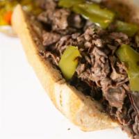 Chicago Style Italian Beef · Chicago Italian style marinated sliced roast beef with green peppers in Au Jus(gravy) on an ...