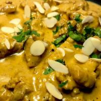 Chicken Shahi Korma · Boneless chicken lightly spiced and cooked in an almond cream sauce.