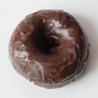 Double Choco Cake Donut · Chocolate cake donuts with a chocolate glaze.