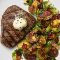 Herb Butter Steak With Bacon Roasted Brussels Sprouts · Get ready for the ultimate healthy indulgence! Our buttery, herby, garlicky sirloin steak is...
