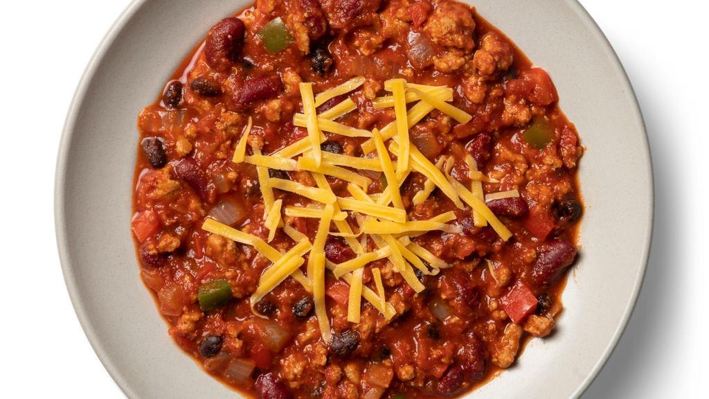 Turkey Chili With Beans & Cheddar Cheese (Large) · Snap cooking at its best. Our ground turkey chili is full of flavor thanks to organic beans, cheddar cheese, & the perfect combination of spices.